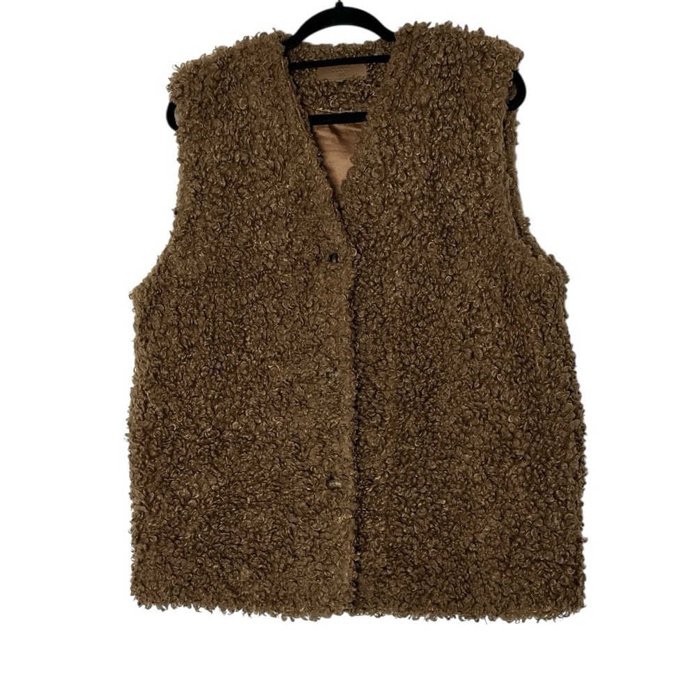 BLANK NYC for REVOLVE vest Women's Small Brown Oversized Quilted Sherpa Boxy